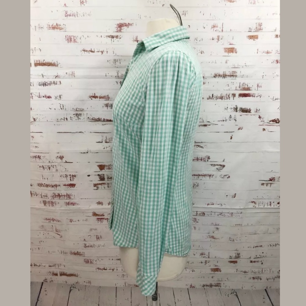 C Wonder Blouse S Aqua Green Check Shrunken Boyfit - Picture 3 of 8